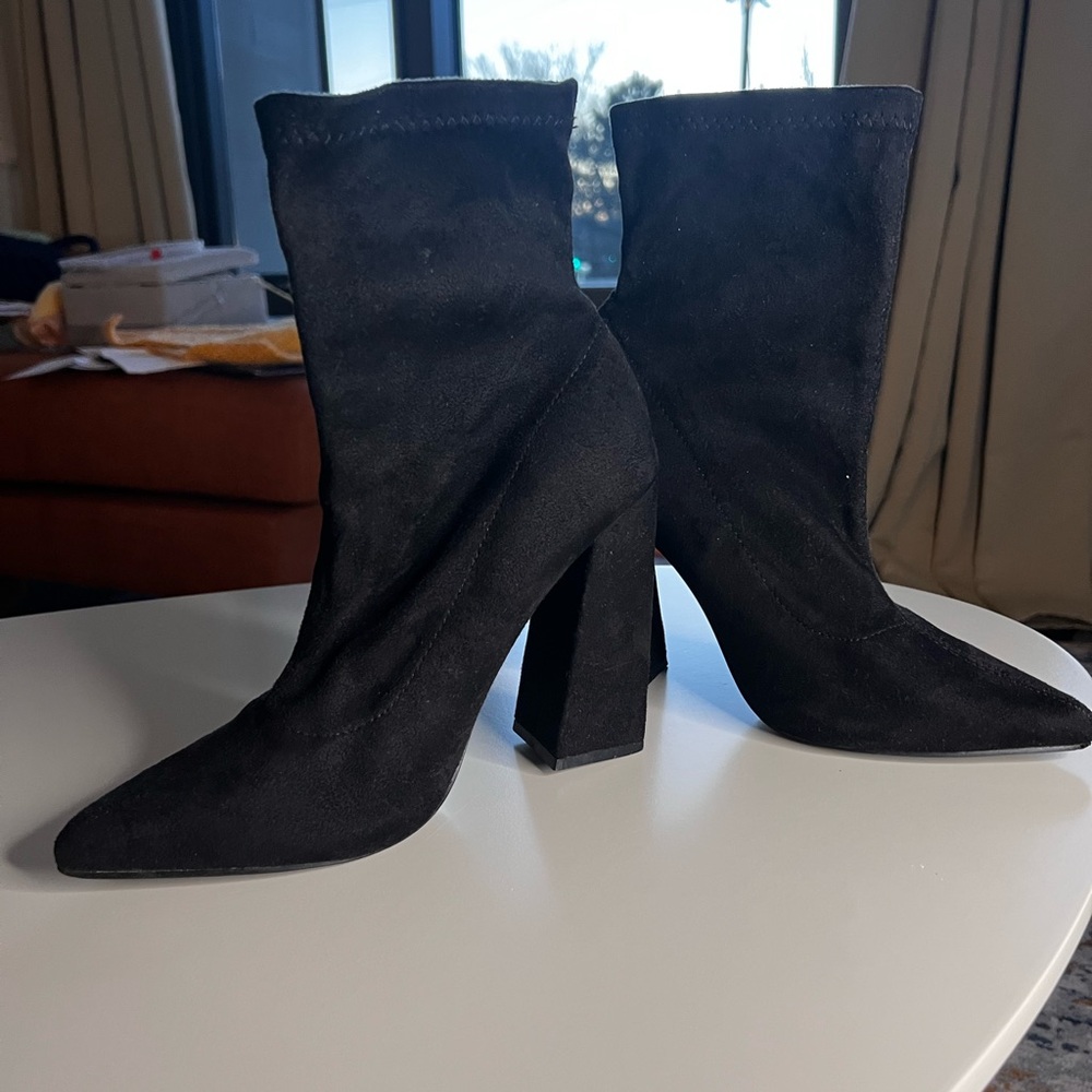 Black suede booties